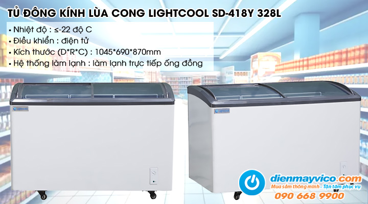 Tủ đông kính lùa cong Lightcool SD-418Y 328L