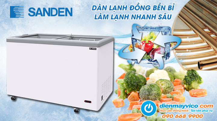 Tủ đông kính phẳng Sanden Intercool SNG-0405 347L