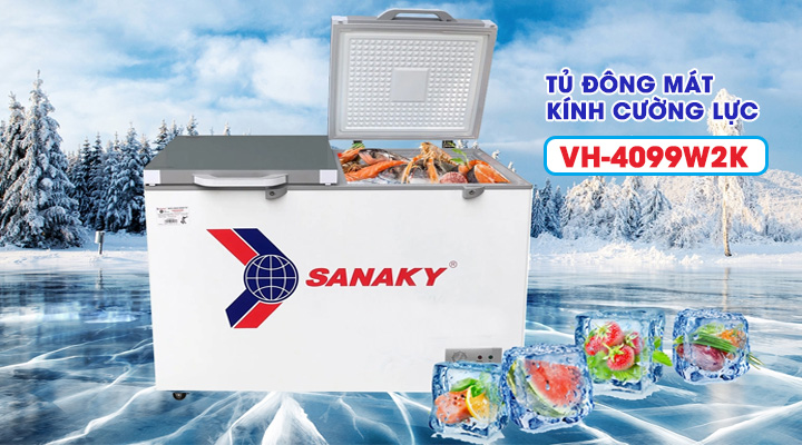 Tủ đông mát kính cường lực Sanaky VH-4099W2K 300 lít
