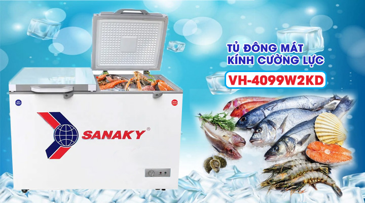 Tủ đông mát kính cường lực Sanaky VH-4099W2KD 300 lít