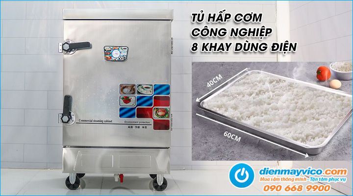 Tủ hấp cơm công nghiệp 8 khay dùng điện