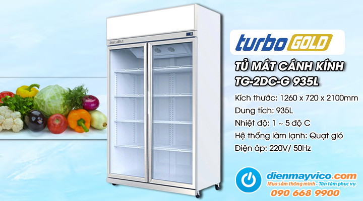 Tủ mát 2 cánh kính Turbo Gold TG-2DC-G