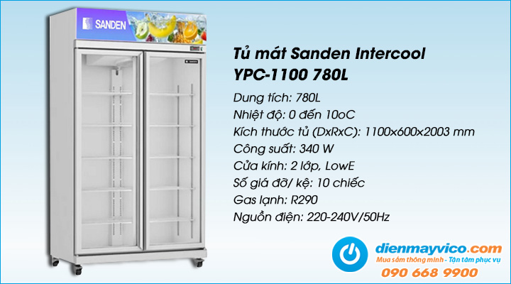 Tủ mát Sanden Intercool YPC-1100 780L