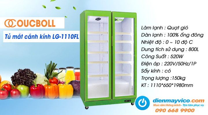 Tủ mát cánh kính OUCBOLL LG-1110FL 800L