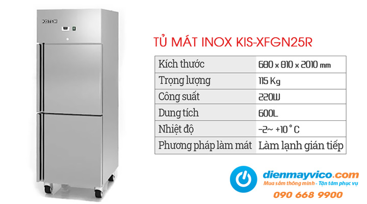 Tủ mát inox 2 cánh Kistem KIS-XFGN25R