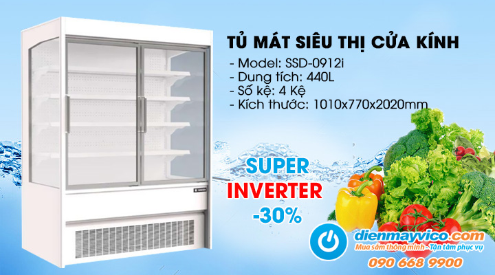 Tủ mát siêu thị cửa kính Sanden Intercool SSD-0912i