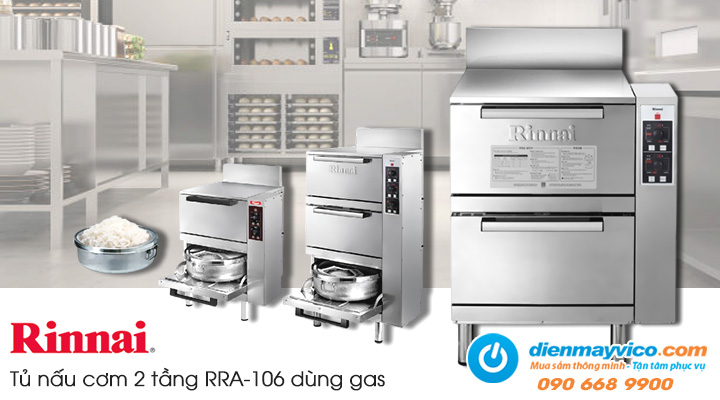 Tủ nấu cơm 2 tầng Rinnai RRA-106 dùng gas