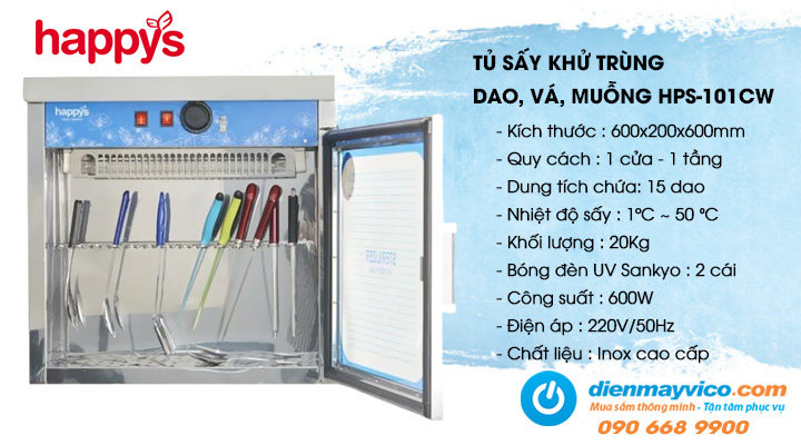 Tủ sấy khử trùng dao, vá, muỗng Happys HPS-101CW
