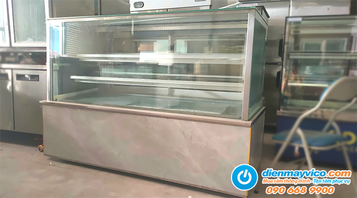 Sản phẩm Thanh lý tủ bánh kem kính vuông 3 tầng 1m8