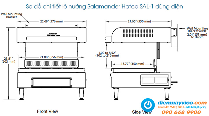 Sơ đồ chi tiết của lò nướng Salamander Hatco SAL-1 dùng điện