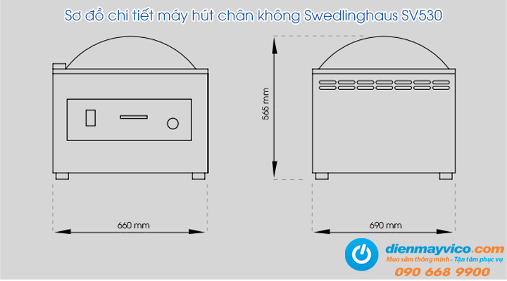 Sơ đồ chi tiết của máy hút chân không Swedlinghaus SV530