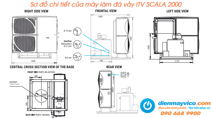 Sơ đồ chi tiết máy làm đá vảy ITV SCALA 2000 2000 kg/ngày