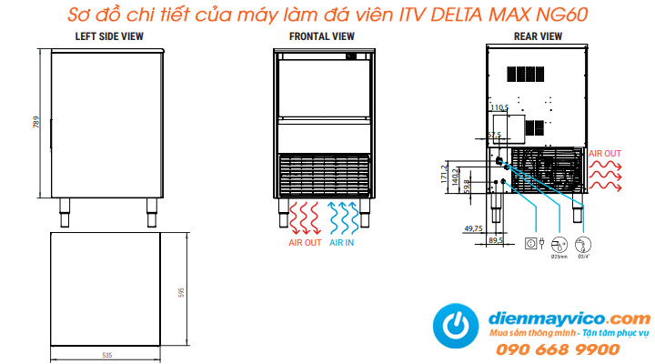 Sơ đồ chi tiết của máy làm đá viên ITV DELTA MAX NG60