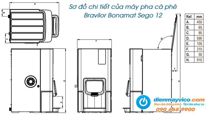 Sơ đồ chi tiết của máy pha cà phê Bravilor Bonamat Sego 12