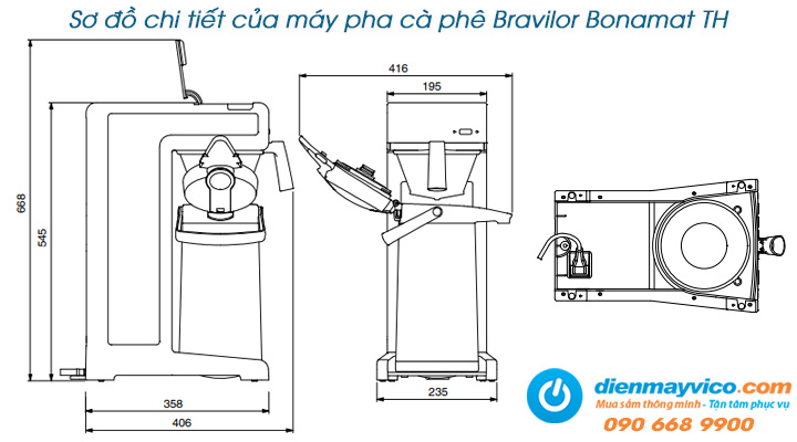 Sơ đồ chi tiết của máy pha cà phê Bravilor Bonamat TH