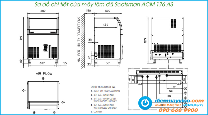 Sơ đồ chi tiết của máy làm đá viên Scotsman ACM 176 AS