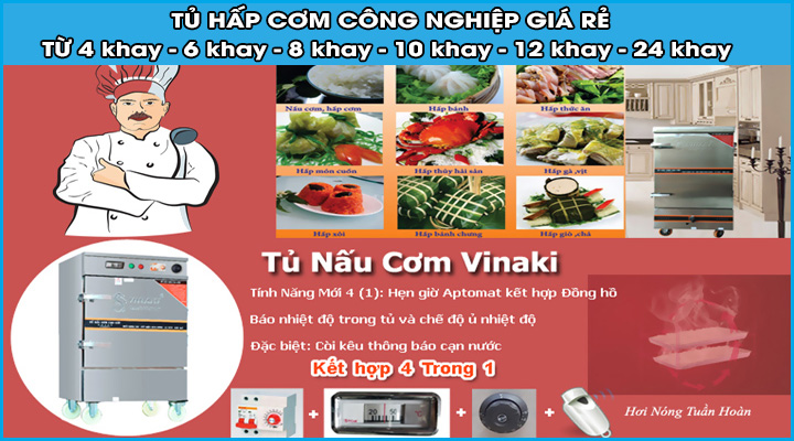 Tủ hấp cơm công nghiệp nhiều khay