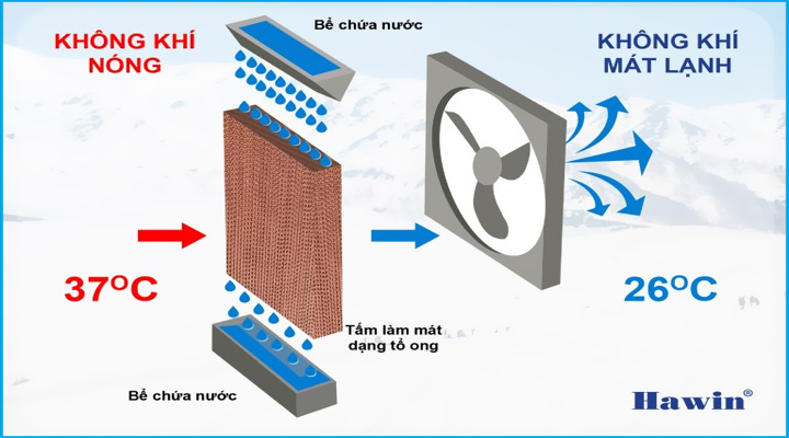 Tấm lọc Quạt làm mát hơi nước Hawin HSN-55