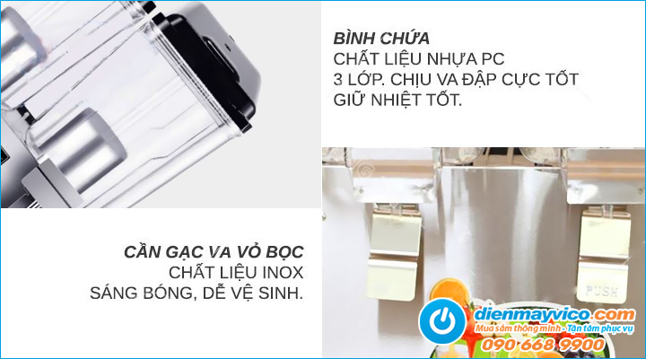 Thiết kế Máy giữ lạnh nước trái cây 2 ngăn dạng phun