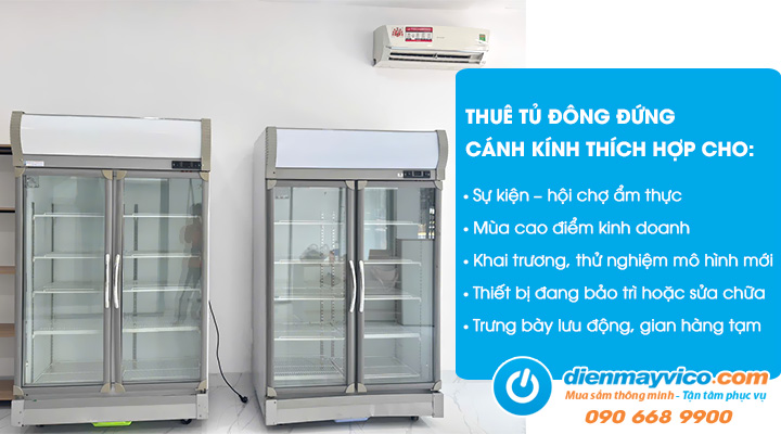 Thuê tủ đông cánh kính_ Phù hợp cho nhiều mục đích sử dụng khác nhau