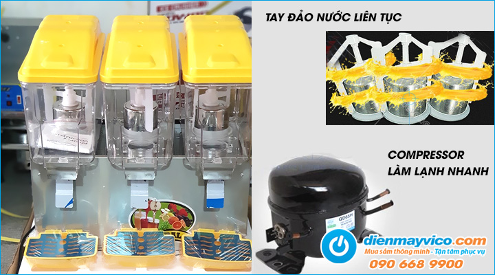 Tổng quan về Máy giữ lạnh nước trái cây 3 ngăn dạng xoay