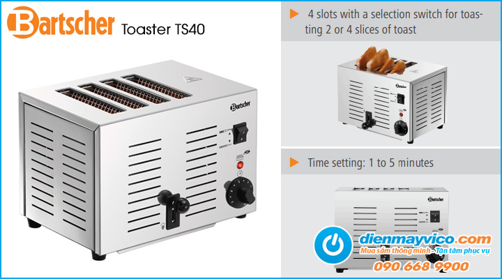 Tổng quan Máy nướng bánh mì BartsCher Toaster TS40