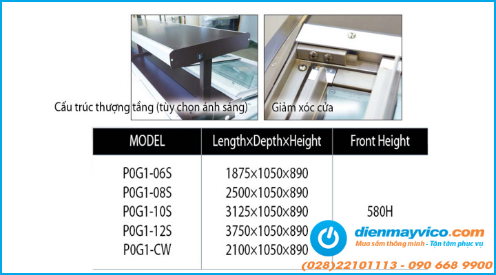 Tổng quan Tủ đông OPO POG1-06S/08S/10S/12S/CW