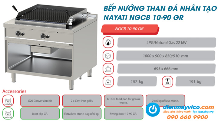 Tổng quan về bếp nướng than đá nhân tạo Nayati NGCB 10-90 GR