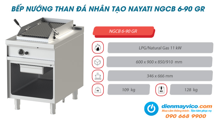 Tổng quan về bếp nướng than đá nhân tạo Nayati NGCB 6-90 GR