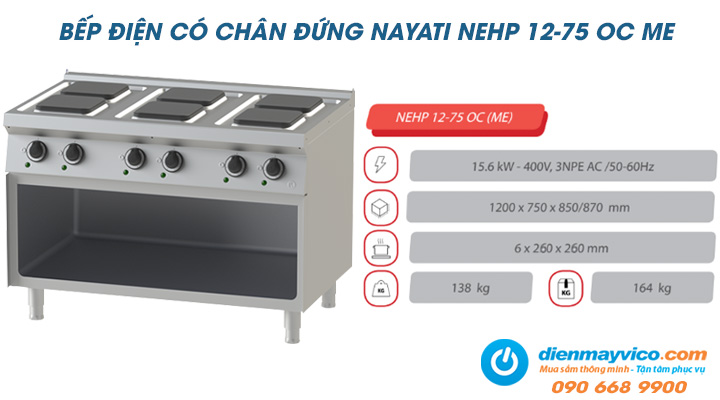 Tổng quan về bếp điện có chân đứng Nayati NEHP 12-75 OC ME