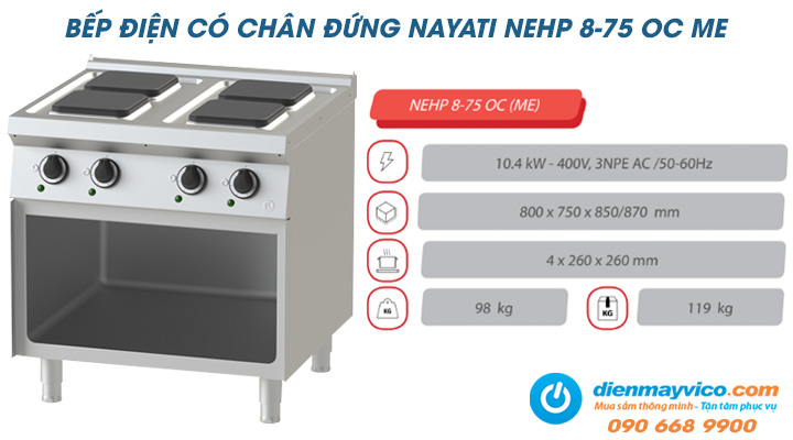 Tổng quan về bếp điện có chân đứng Nayati NEHP 8-75 OC ME