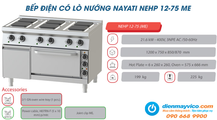 Tổng quan về bếp điện có lò nướng Nayati NEHP 12-75 ME