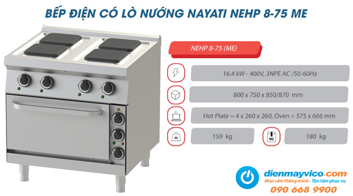 Tổng quan về bếp điện có lò nướng Nayati NEHP 8-75 ME