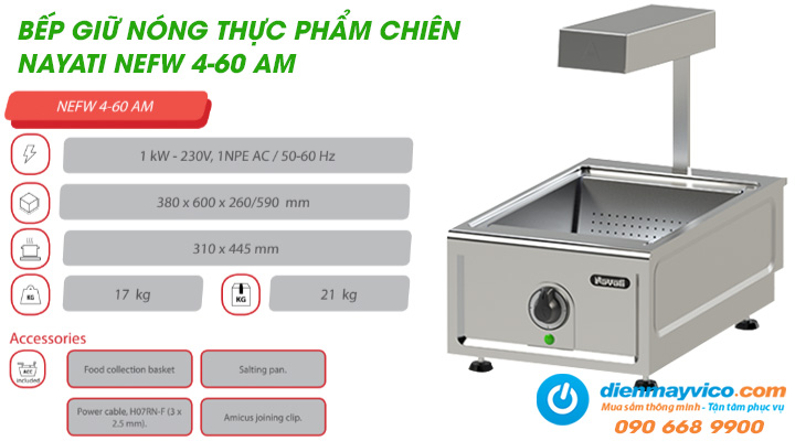 Tổng quan về bếp giữ nóng thực phẩm chiên Nayati NEFW 4-60 AM