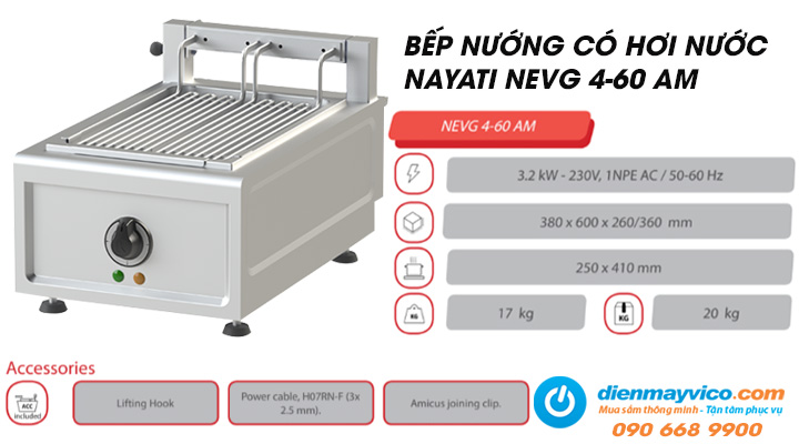 Mẫu bếp nướng có hơi nước Nayati NEVG 4-60 AM dùng điện