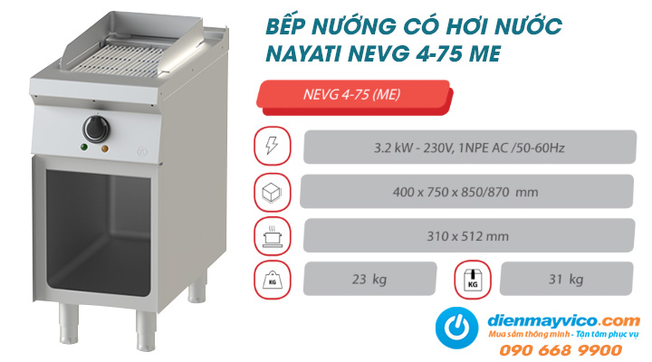 Tổng quan về bếp nướng có hơi nước Nayati NEVG 4-75 ME