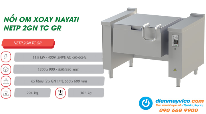 Tổng quan về nồi om xoay Nayati NETP 2GN TC GR 65 lít