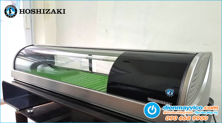 Tổng quan về Tủ mát trưng bày Sushi Hoshizaki viền bạc 1m5