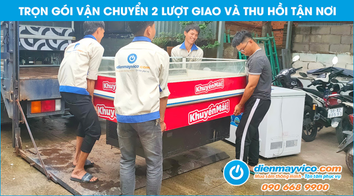 Trọn gói giao và thu hồi tủ mát không cửa cho thuê