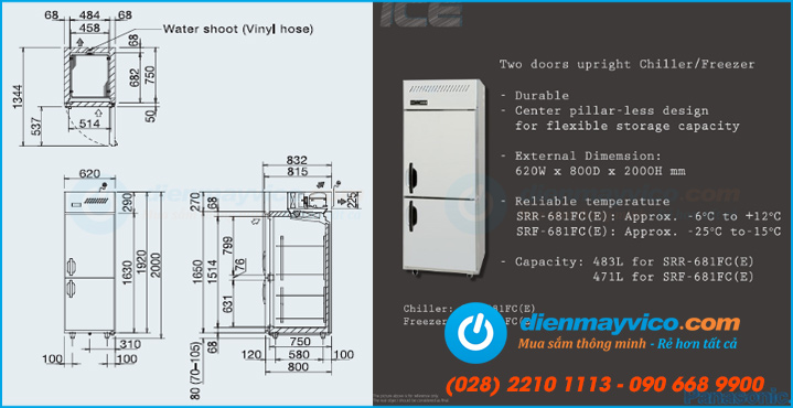 Tủ đông 2 cánh Panasonic SRF-681FC(E)